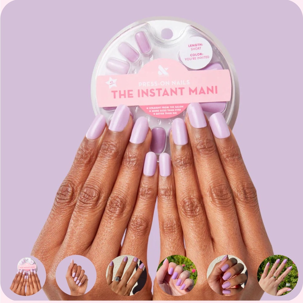 Short “You’re Invited” Olive & June Press-On Nails